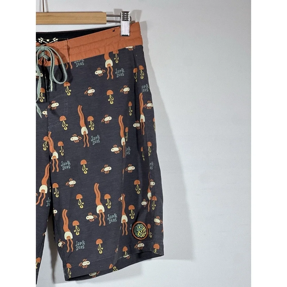 Grundens Dark Seas Boardshorts Mens 28 Jellyfish Coastal Surf Streetwear